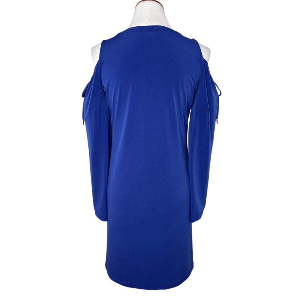 Michael Kors Royal Blue Cold Shoulder Tie Sleeve Knit Dress - Picture 8 of 12